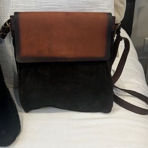 Brown Suede and leather Crossbody